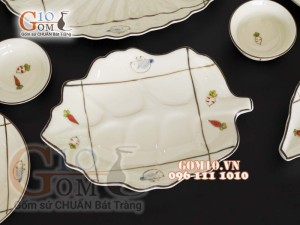 Bộ đồ ăn men kem vẽ Cà Rốt 002