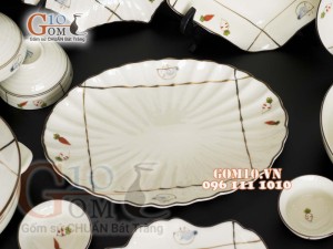 Bộ đồ ăn men kem vẽ Cà Rốt 002