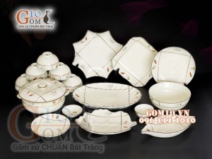 Bộ đồ ăn men kem vẽ Cà Rốt 002