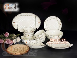 Bộ đồ ăn men kem vẽ Cà Rốt 003