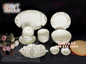 Bộ đồ ăn men kem vẽ Cà Rốt 003