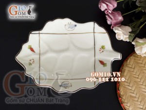 Bộ đồ ăn men kem vẽ Cà Rốt 003