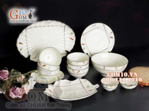 Bộ đồ ăn men kem vẽ Cà Rốt 003