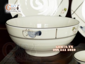 Bộ đồ ăn men kem vẽ Cà Rốt, 11 chi tiết