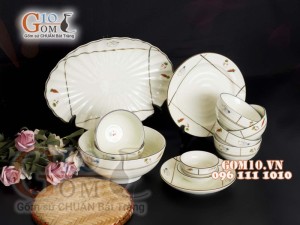 Bộ đồ ăn men kem vẽ Cà Rốt, 12 chi tiết