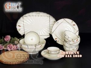 Bộ đồ ăn men kem vẽ Cà Rốt, 12 chi tiết