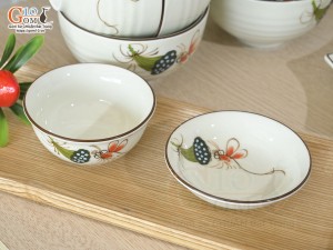 Bộ đồ ăn men kem vẽ Chuồn Sen, 16 chi tiết