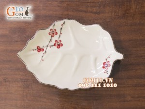 Bộ đồ ăn men kem vẽ Đào đỏ, 18 chi tiết