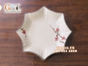 Bộ đồ ăn men kem vẽ Đào đỏ, 18 chi tiết