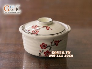 Bộ đồ ăn men kem vẽ Đào đỏ, 18 chi tiết