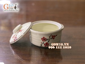 Bộ đồ ăn men kem vẽ Đào đỏ, 18 chi tiết