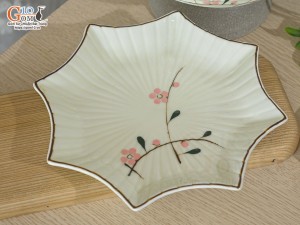 Bộ đồ ăn men kem vẽ hoa Đào phai, 9 chi tiết