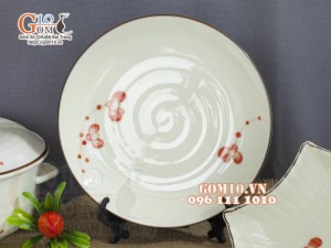 Bộ đồ ăn men kem vẽ hoa Hải Đường, 18 chi tiết