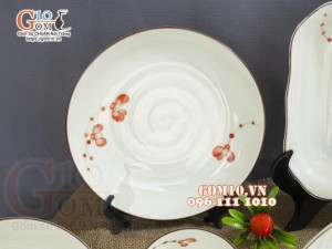 Bộ đồ ăn men kem vẽ hoa Hải Đường, 19 chi tiết