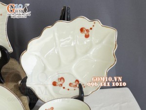 Bộ đồ ăn men kem vẽ hoa Hải Đường, 20 chi tiết