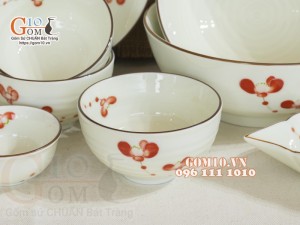 Bộ đồ ăn men kem vẽ hoa Hải Đường, 20 chi tiết