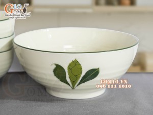 Bộ đồ ăn men kem vẽ Ngò gai, 14 chi tiết