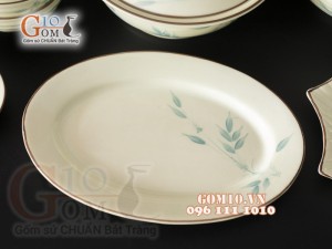 Bộ đồ ăn men kem vẽ Trúc xanh, 13 chi tiết