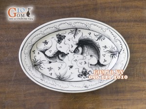 Bộ đồ ăn men lươn vẽ Cá