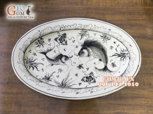 Bộ đồ ăn men lươn vẽ Cá