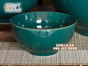 Bộ đồ ăn men màu kẻ chỉ vàng, 11 chi tiết