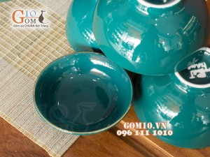 Bộ đồ ăn men màu kẻ chỉ vàng, 11 chi tiết