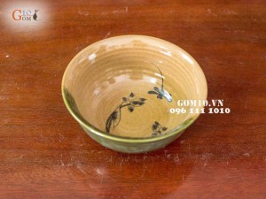 Bộ đồ ăn men màu vẽ chuồn chuồn sen