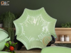 Bộ đồ ăn men ngọc chỉ xanh, 19 chi tiết