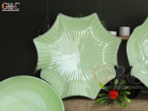 Bộ đồ ăn men ngọc chỉ xanh, 13 chi tiết