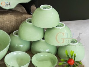 Bộ đồ ăn men ngọc chỉ xanh, 13 chi tiết