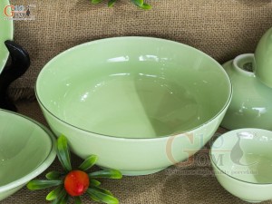 Bộ đồ ăn men ngọc chỉ xanh, 13 chi tiết