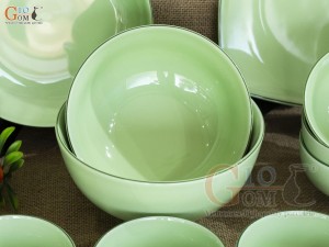Bộ đồ ăn men ngọc chỉ xanh, 19 chi tiết