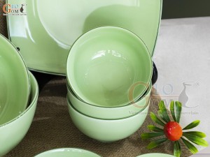 Bộ đồ ăn men ngọc chỉ xanh, 19 chi tiết