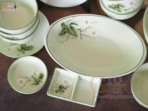 Bộ đồ ăn men ngọc vẽ hoa Bưởi trắng, 16 chi tiết