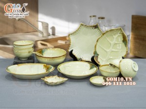 Bộ đồ ăn men nhật vàng, 14 chi tiết