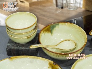 Bộ đồ ăn men nhật vàng, 14 chi tiết