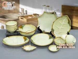 Bộ đồ ăn men nhật vàng, 14 chi tiết