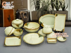 Bộ đồ ăn men nhật vàng, 15 chi tiết