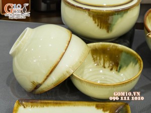 Bộ đồ ăn men nhật vàng, 15 chi tiết