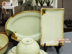 Bộ đồ ăn men nhật vàng, 15 chi tiết