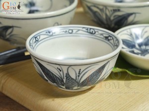 Bộ đồ ăn men rạn cổ họa tiết chuồn khoai, 7 chi tiết