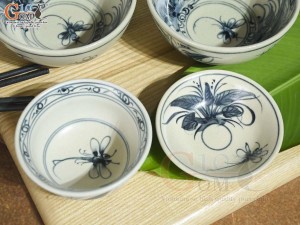 Bộ đồ ăn men rạn cổ họa tiết chuồn khoai, 7 chi tiết