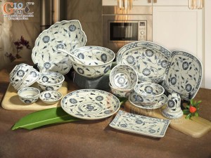 Bộ đồ ăn men rạn họa tiết hoa cúc, 17 chi tiết