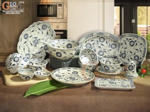 Bộ đồ ăn men rạn họa tiết hoa cúc, 17 chi tiết