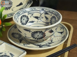 Bộ đồ ăn men rạn họa tiết hoa cúc, 7 chi tiết