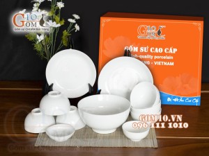 Bộ đồ ăn men trắng, 11 chi tiết