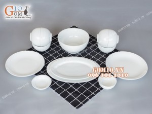 Bộ đồ ăn men trắng cao cấp Bát Tràng