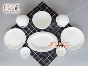 Bộ đồ ăn men trắng cao cấp Bát Tràng