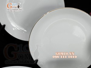 Bộ đồ ăn men trắng kẻ chỉ vàng kim, 10 chi tiết