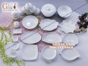 Bộ đồ ăn men trắng cao cấp - Đầy đủ chi tiết